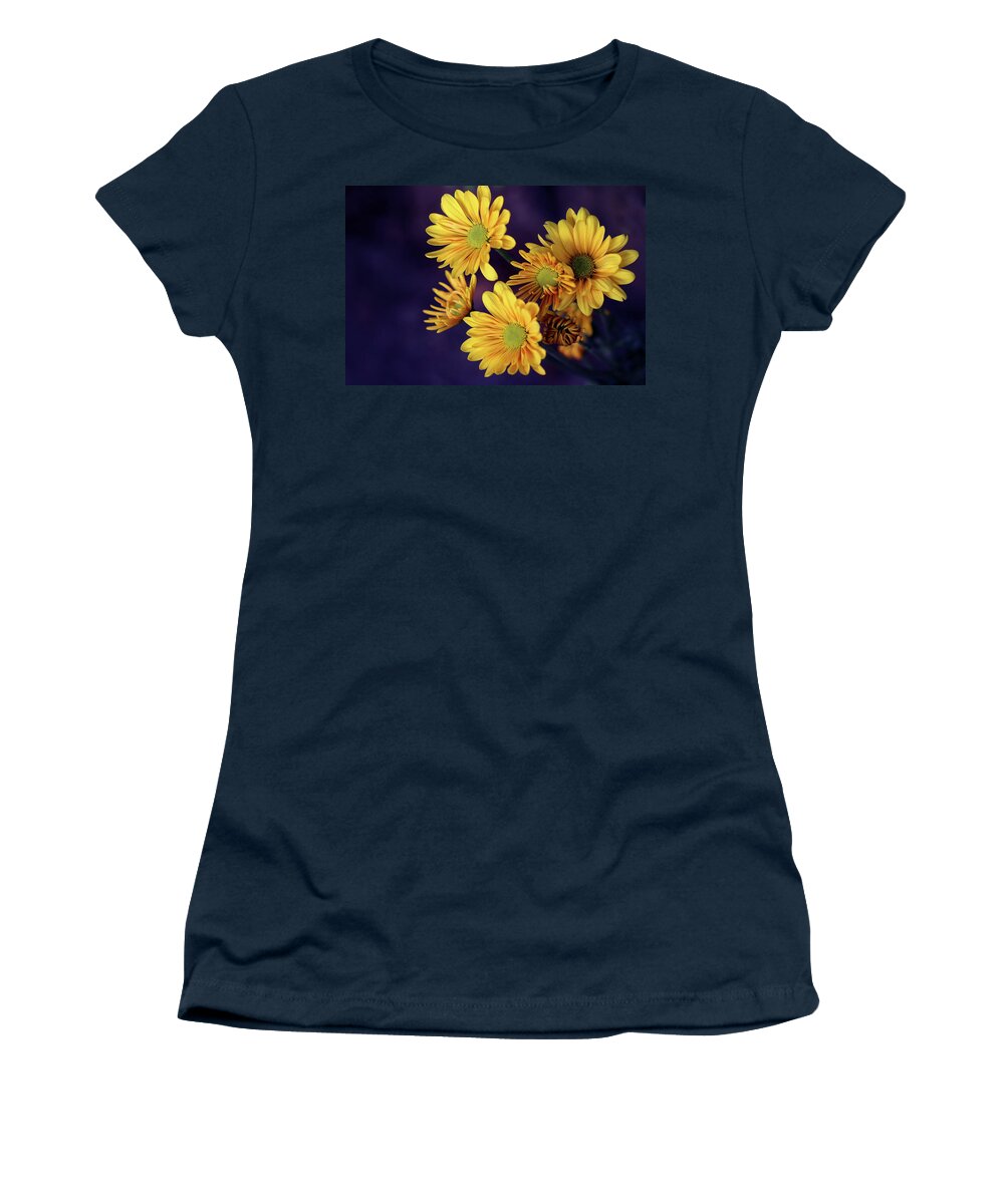 Flowers Women's T-Shirt featuring the photograph Mums Yellow Bunch by Vanessa Thomas