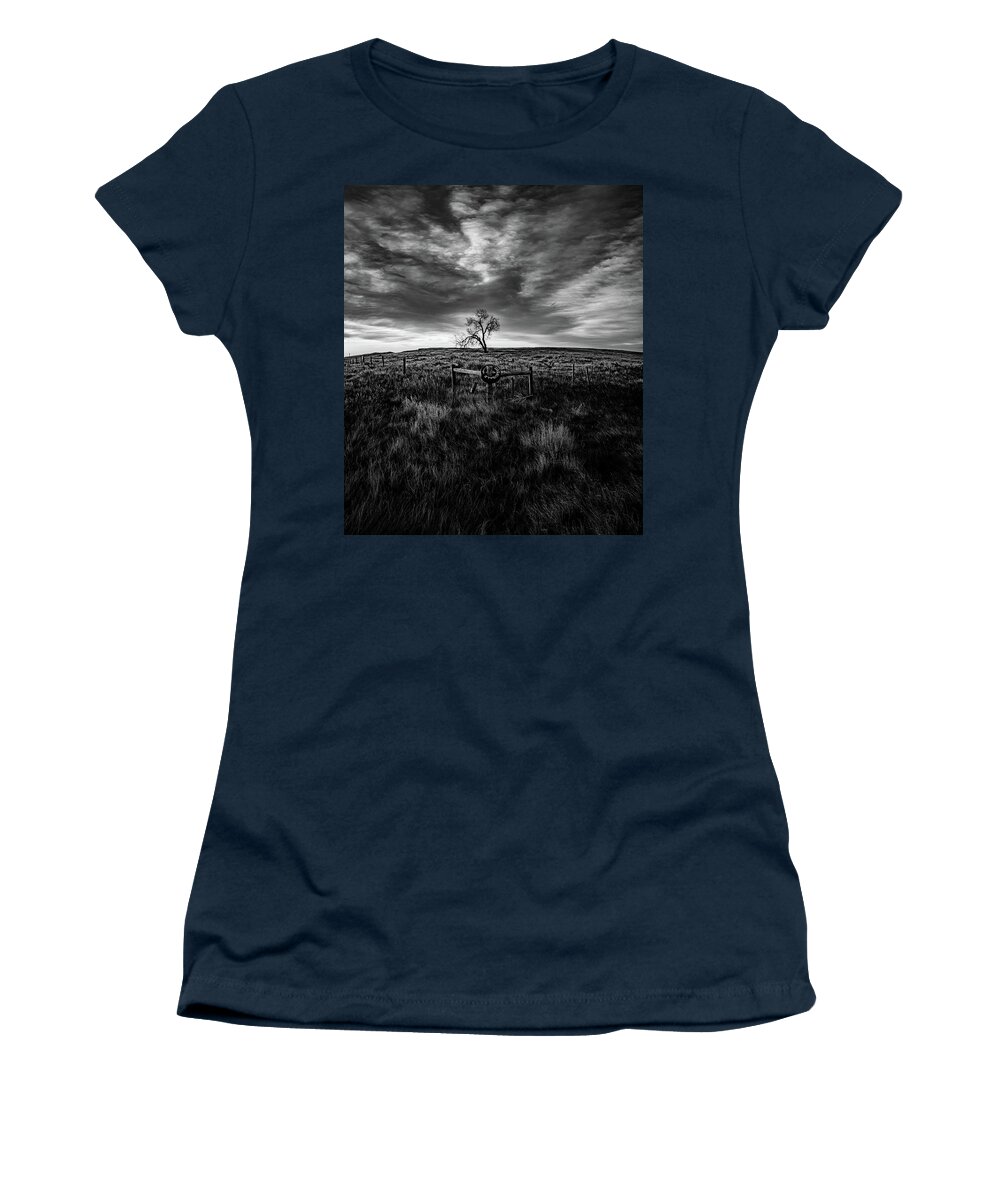  Women's T-Shirt featuring the photograph Murray Tree Monochrome by Darcy Dietrich