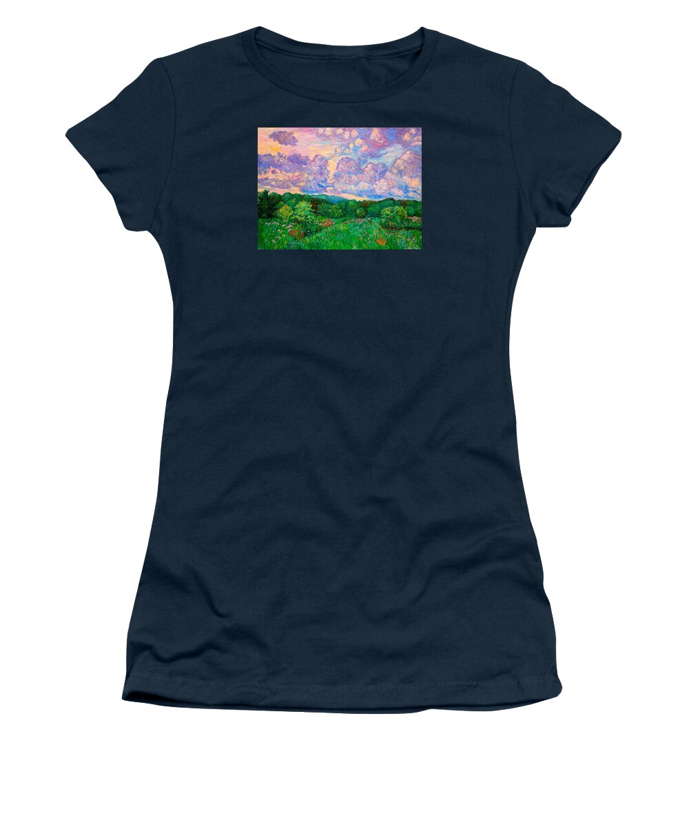 Landscape Women's T-Shirt featuring the painting Mushroom Clouds by Kendall Kessler