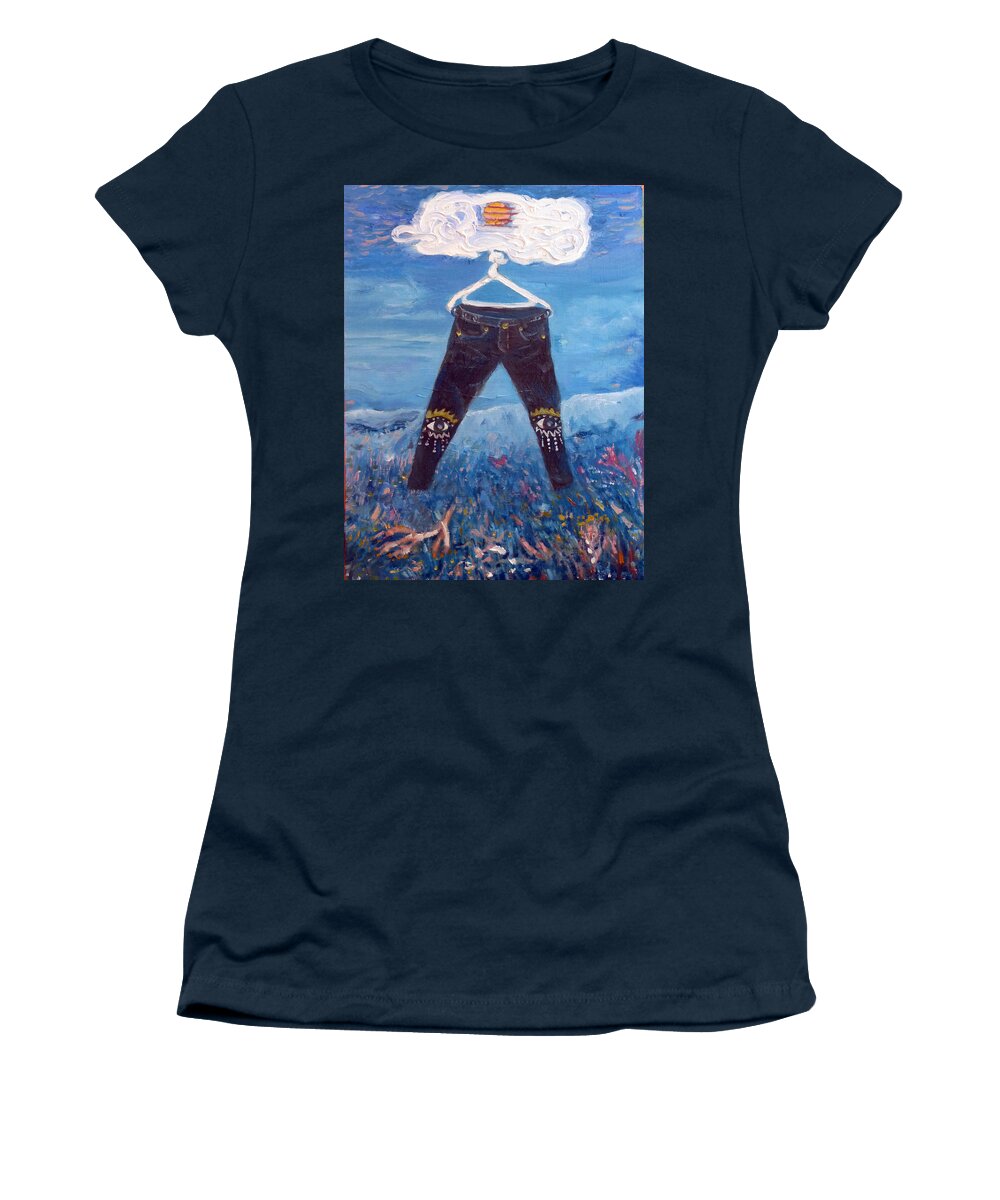 My Favorite Pants Women's T-Shirt featuring the painting My favorite pants by Elzbieta Goszczycka