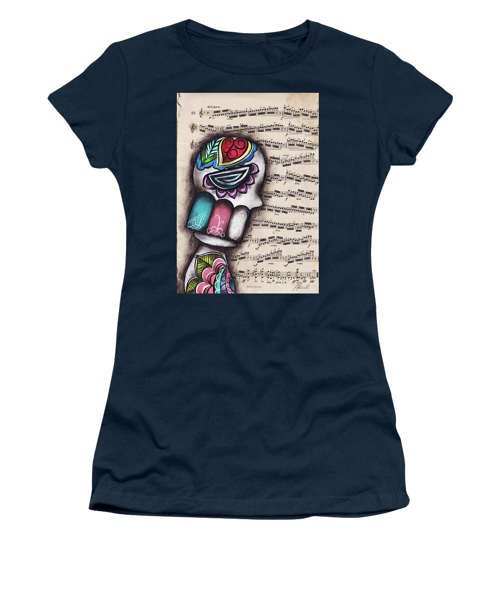Dia De Los Muertos Women's T-Shirt featuring the painting My restoration by Abril Andrade