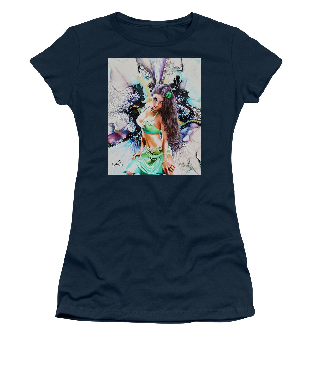 Paint Women's T-Shirt featuring the painting Mystic Lady by Nenad Vasic
