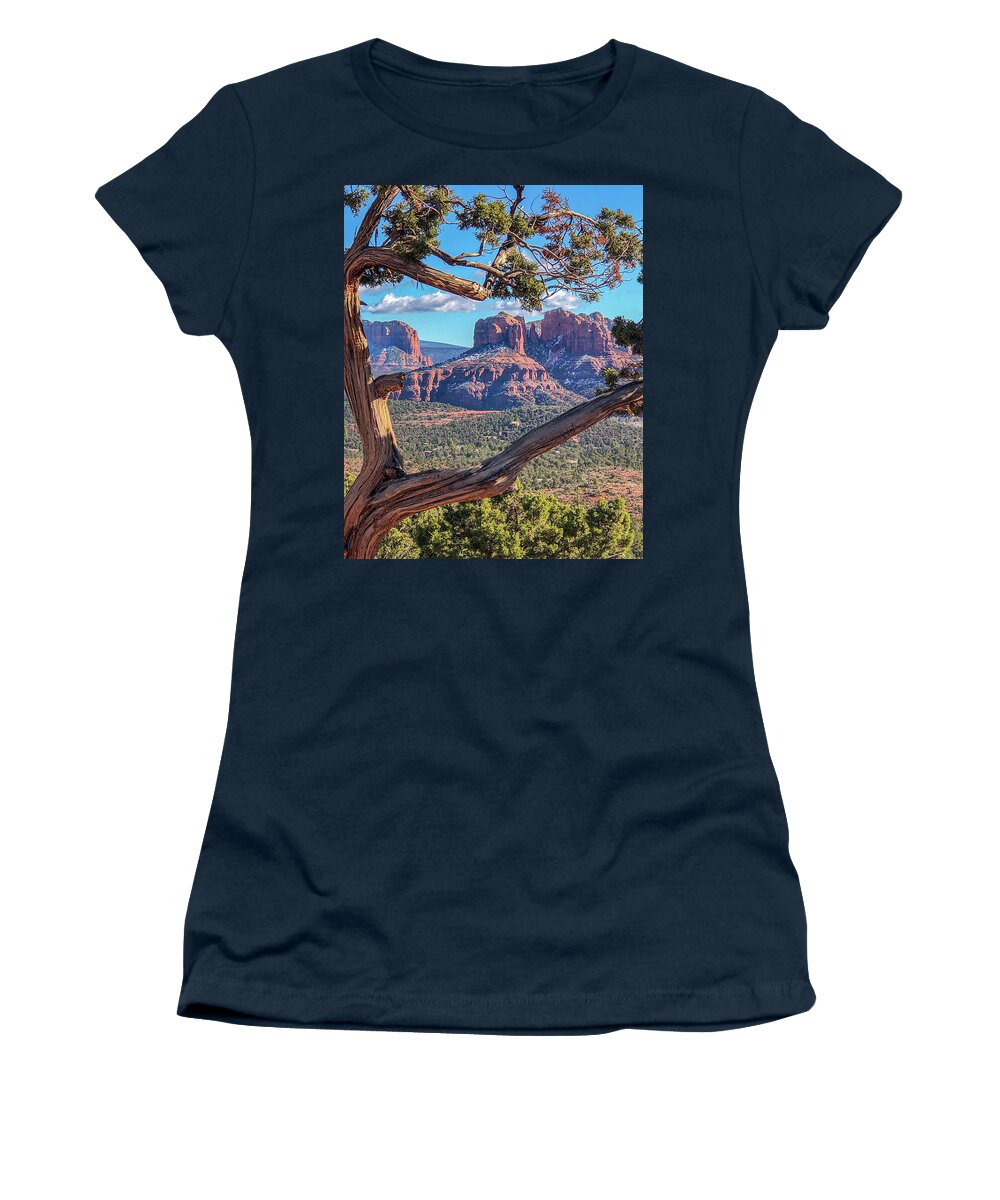 Arizona Women's T-Shirt featuring the photograph Naturally Framed - Cathedral Rock Sedona, Arizona by Teresa Wilson