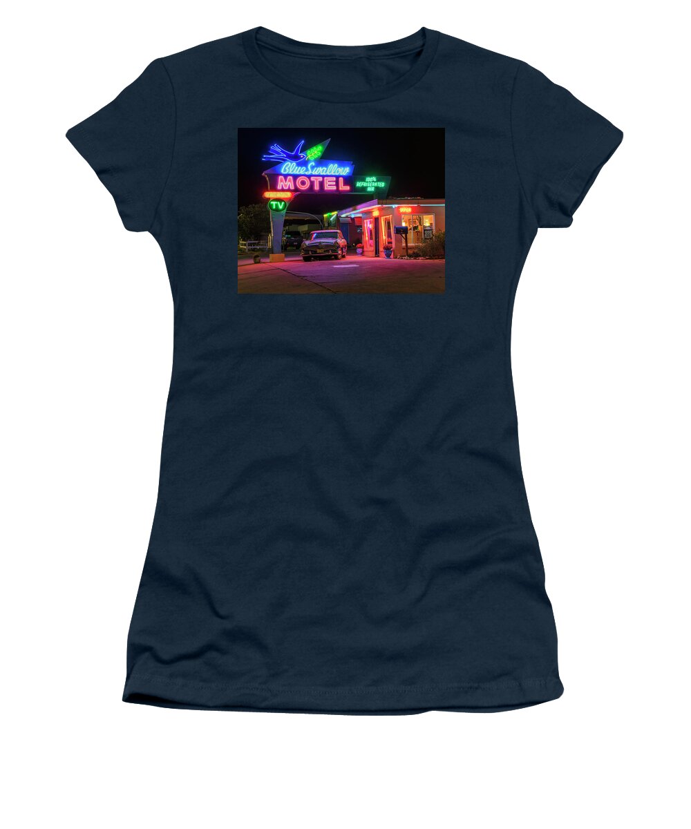 Classic Women's T-Shirt featuring the photograph Neon Blue Swallow by Andy Crawford