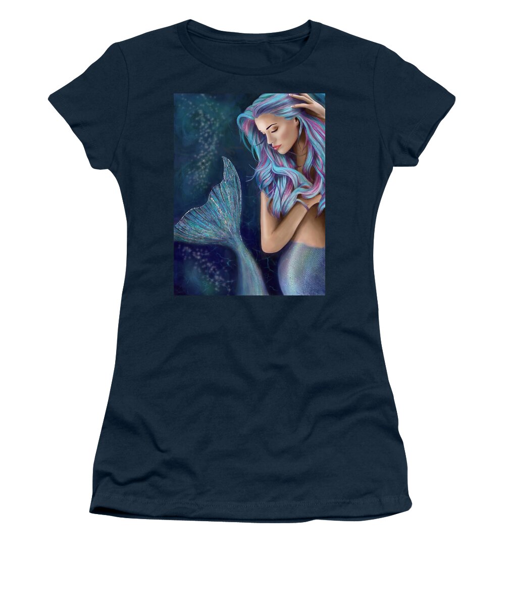 Mermaid Women's T-Shirt featuring the digital art Nerissa by Rachel Emmett