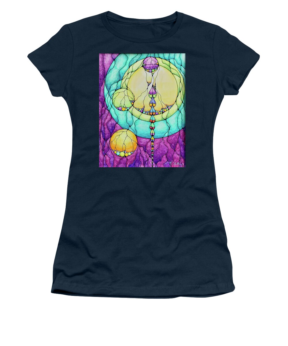 Kim Mcclinton Women's T-Shirt featuring the drawing Neural Bubbles by Kim McClinton