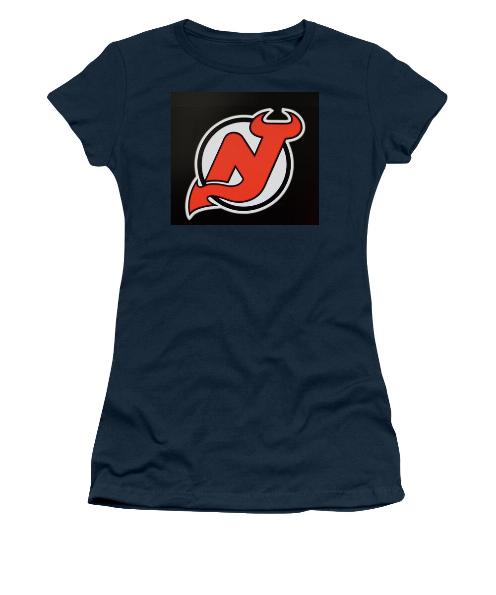 New Jersey Devils Logo - Red on Black Zip Pouch by Allen Beatty - Pixels