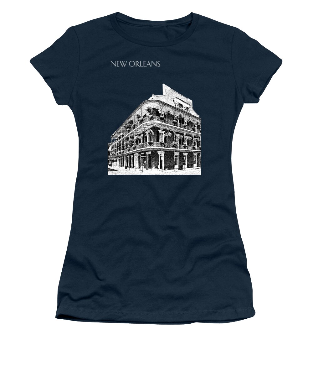 Architecture Women's T-Shirt featuring the digital art New Orleans Skyline French Quarter - Silver by DB Artist