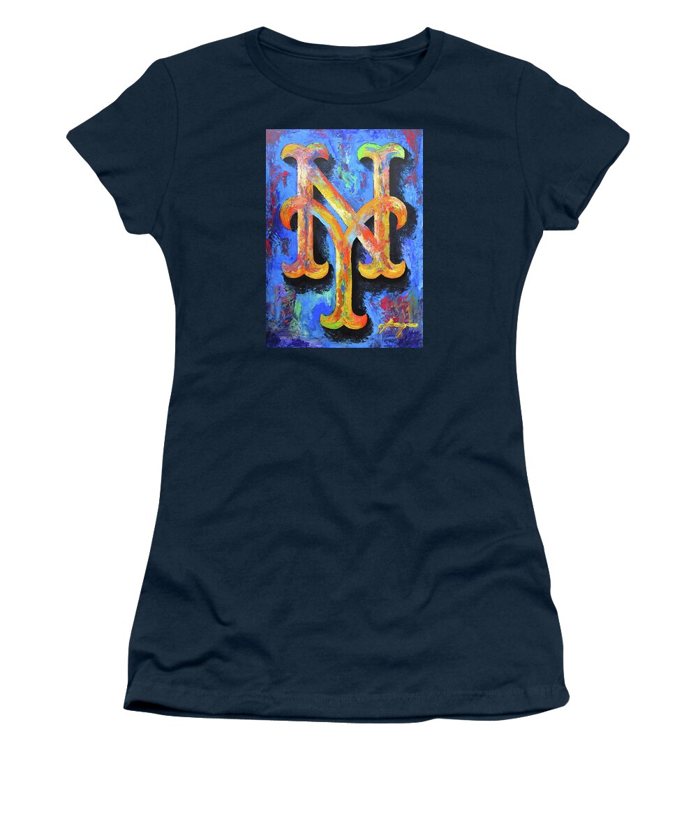 Baseball Women's T-Shirt featuring the painting New York METS Baseball by Dan Haraga