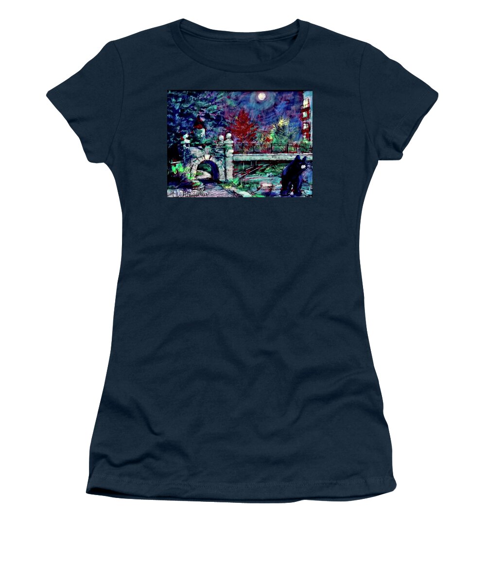 Painting Women's T-Shirt featuring the painting Night Bear by Les Leffingwell