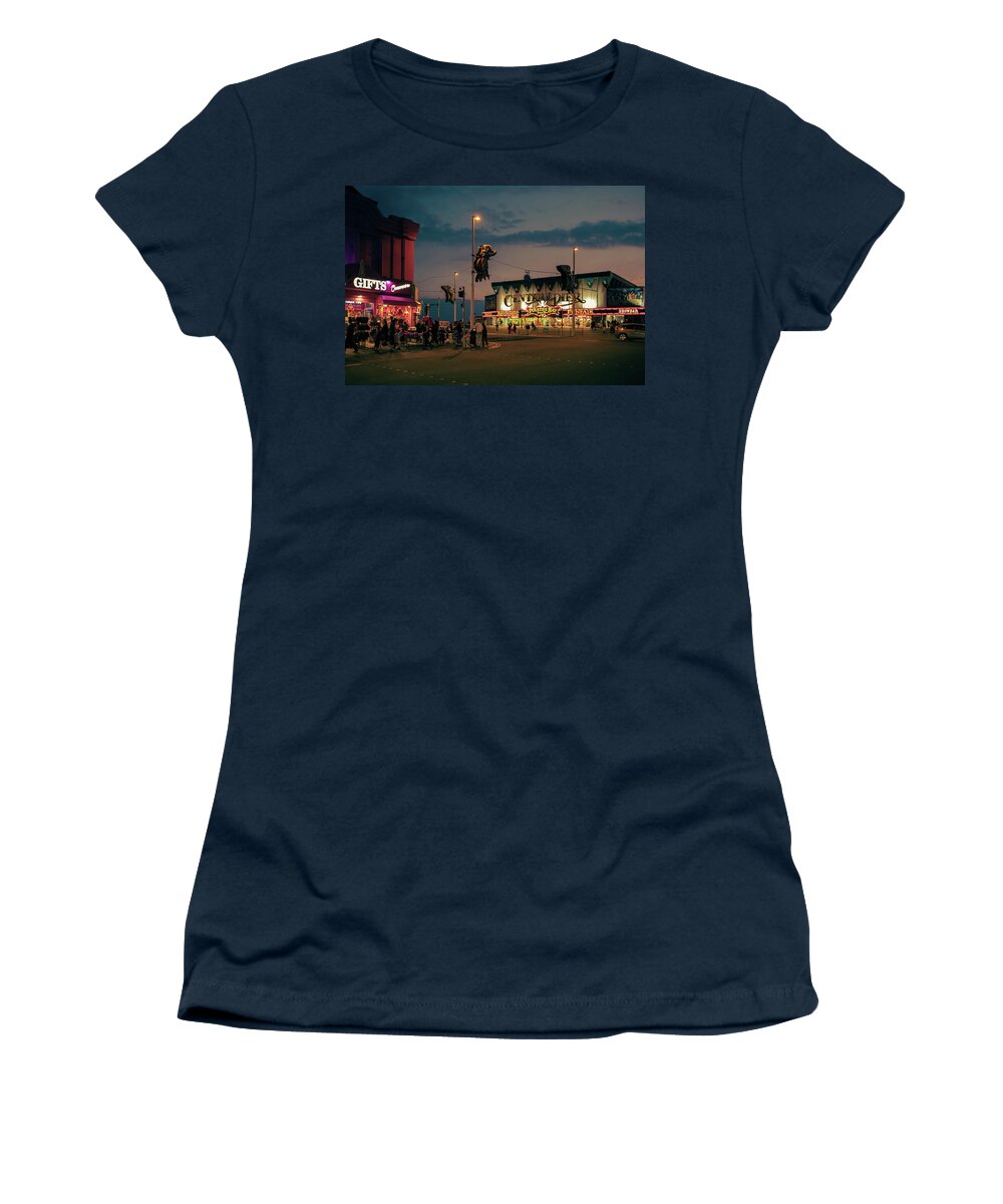 Blackpool Women's T-Shirt featuring the photograph Night on the street by Nick Barkworth