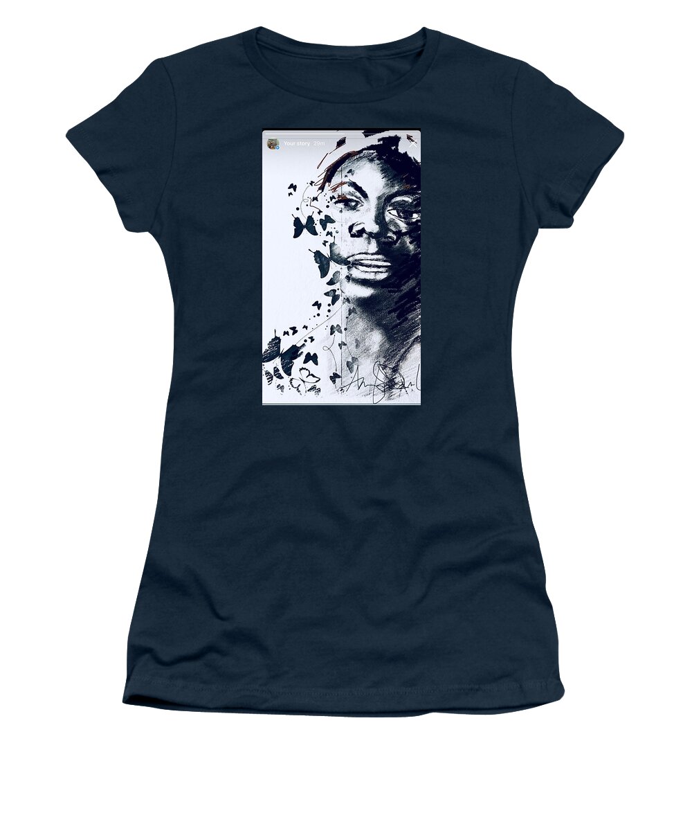  Women's T-Shirt featuring the mixed media Nina by Angie ONeal