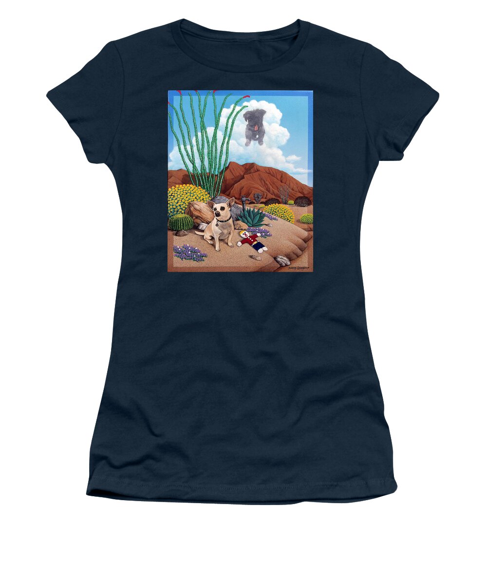 Pet Women's T-Shirt featuring the painting Noel,Harley,and Mr.Bill by Snake Jagger