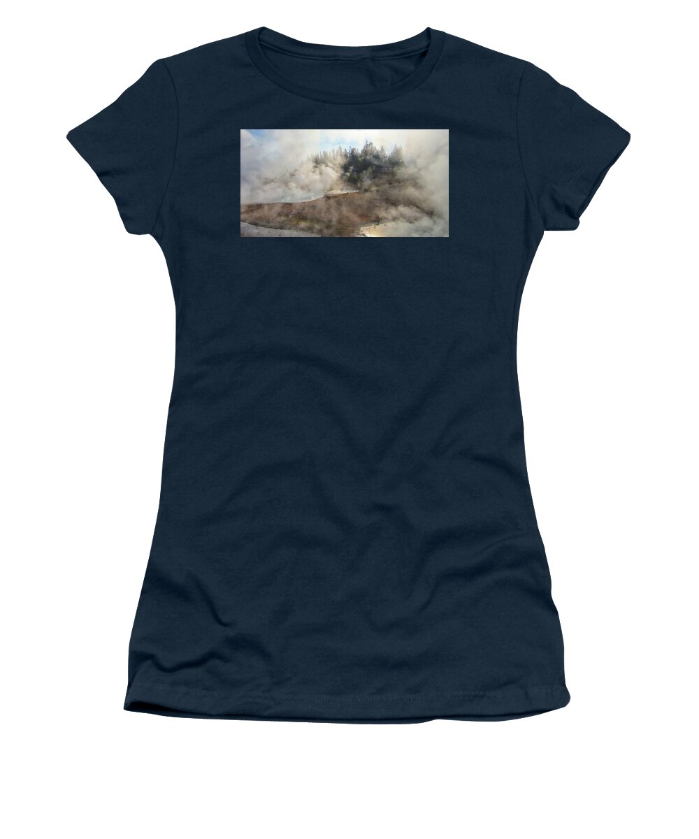 Yellowstone National Park Women's T-Shirt featuring the photograph Norris Geyser Basin Panorama by Suzanne Stout