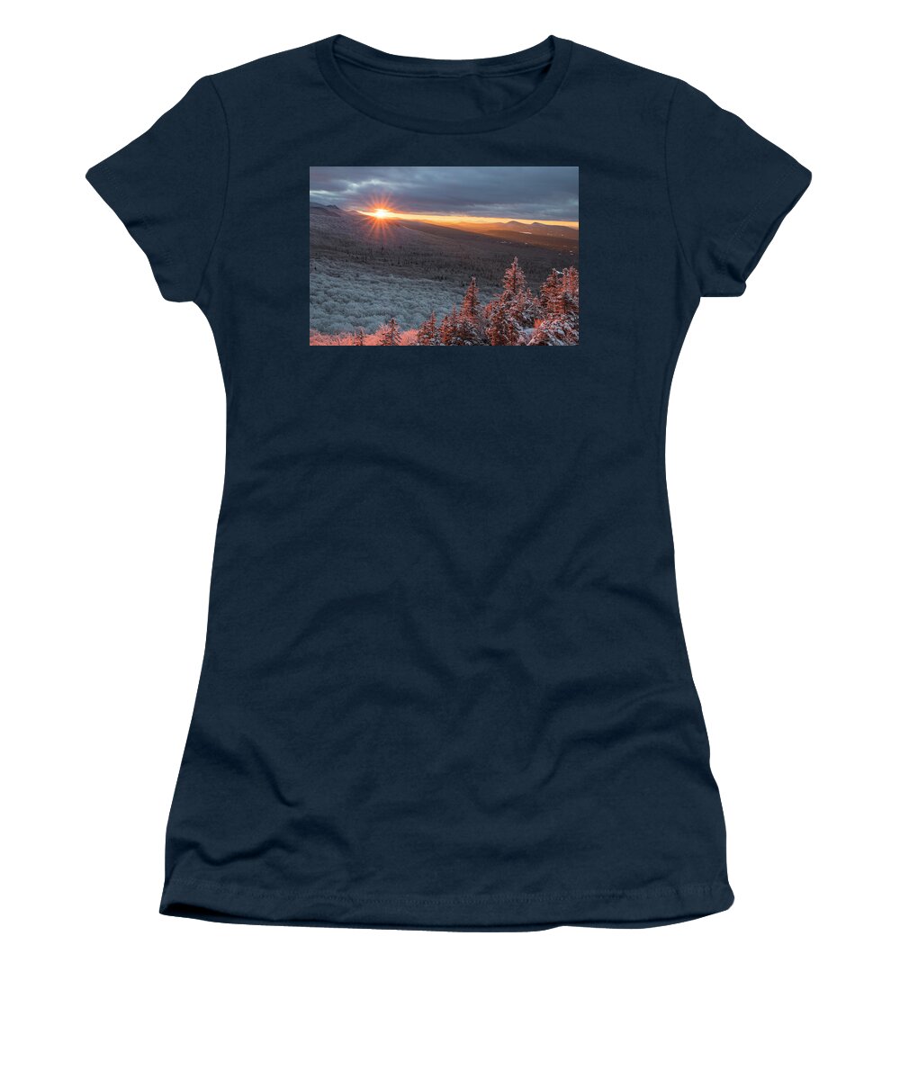 Sugarloaf Women's T-Shirt featuring the photograph North Sugarloaf Winter Sunset by White Mountain Images