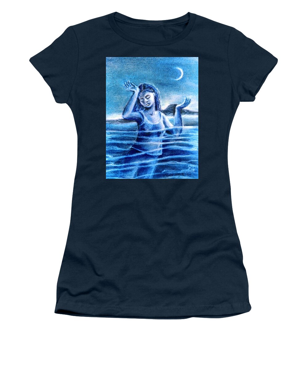 Waving Women's T-Shirt featuring the painting Not Waving but Drowning by Trudi Doyle