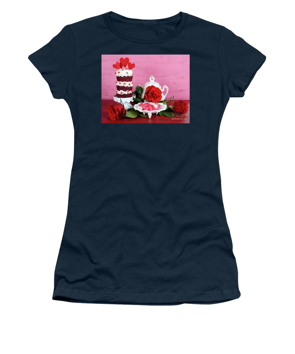 Wood Women's T-Shirt featuring the photograph Novelty triple layer red velvet cupcake by Milleflore Images