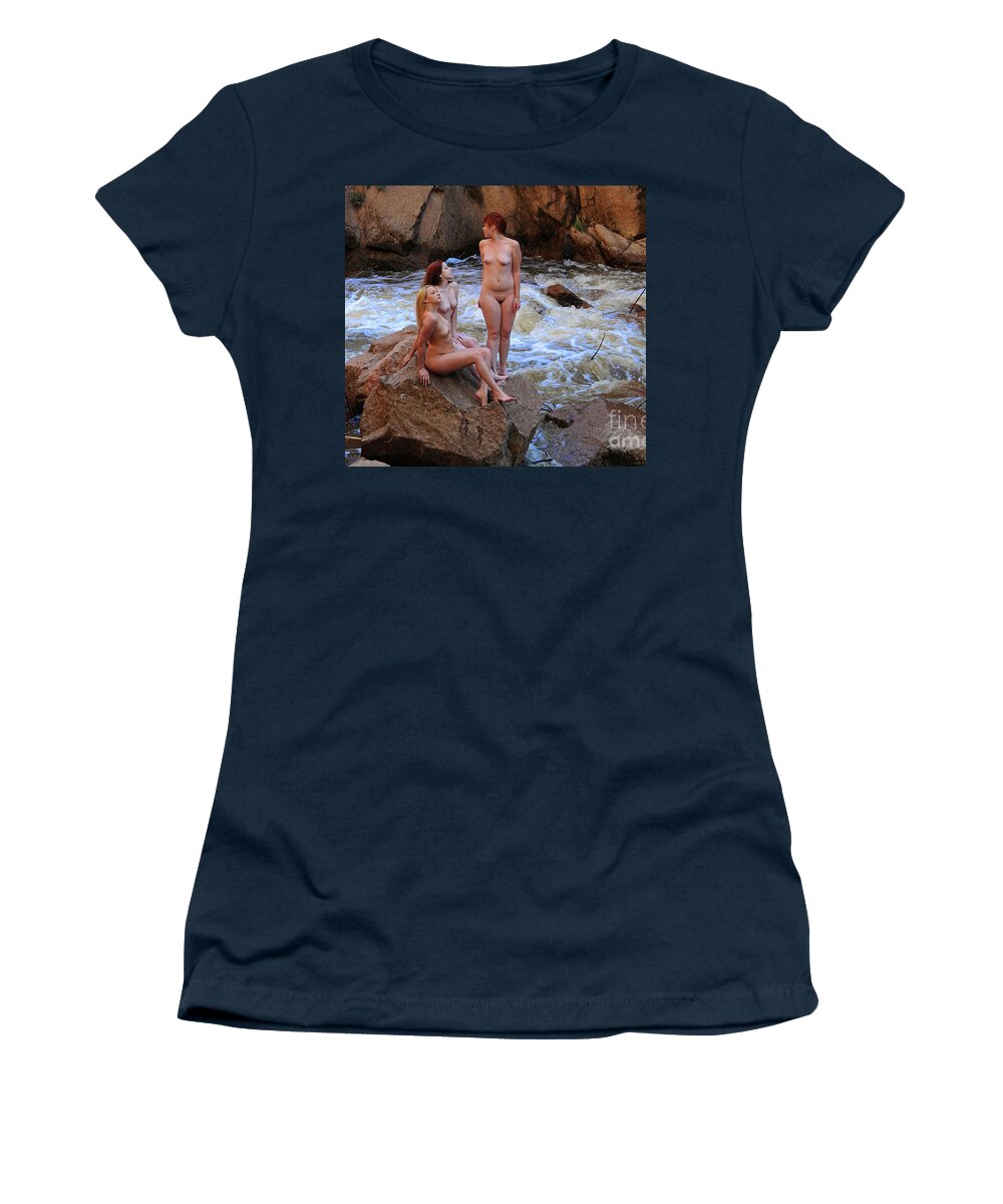 Girls Nude Women's T-Shirt featuring the photograph Nude Art Models by Robert WK Clark