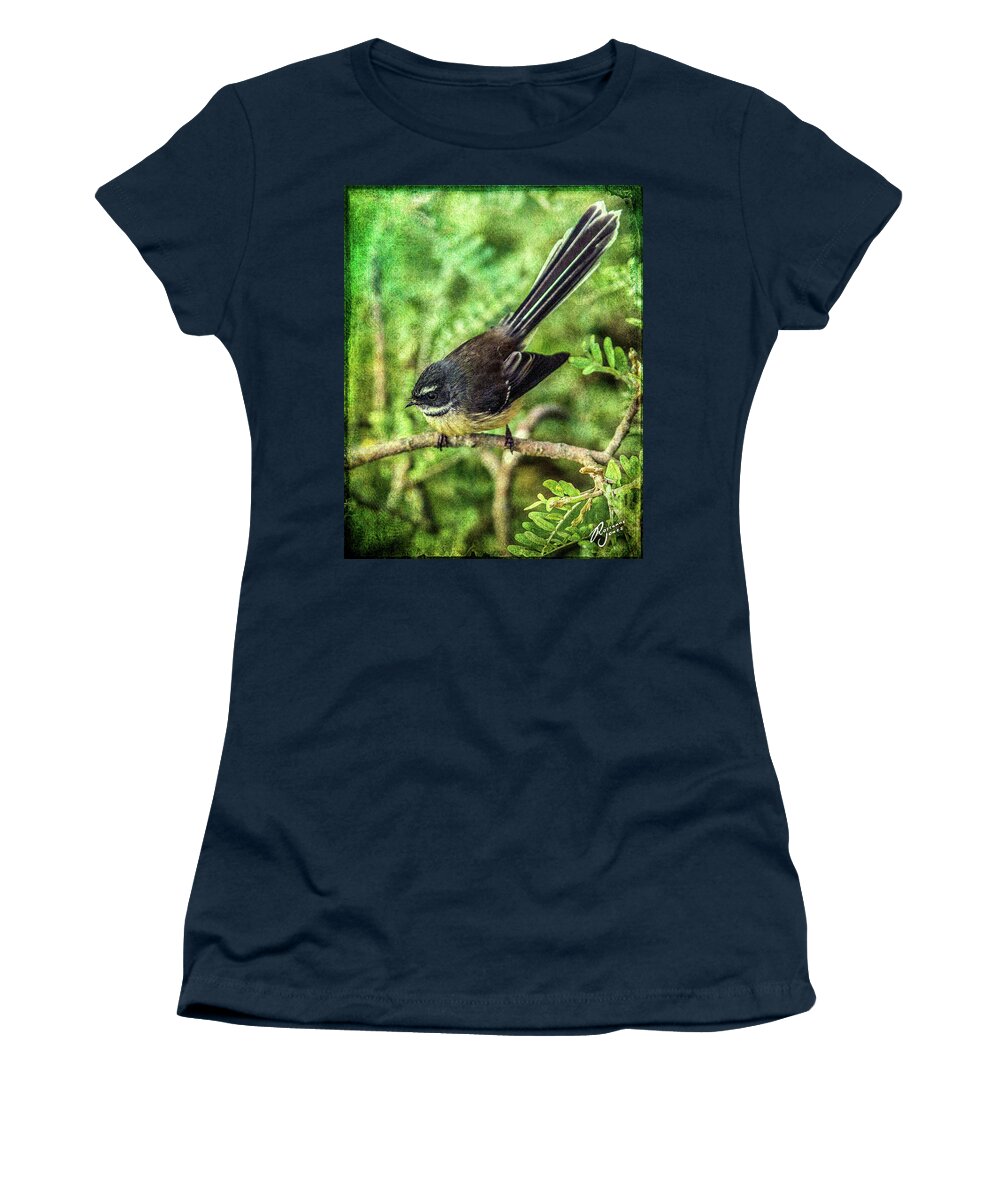 Bird Women's T-Shirt featuring the photograph N.Z. Fantail 3 by Roseanne Jones