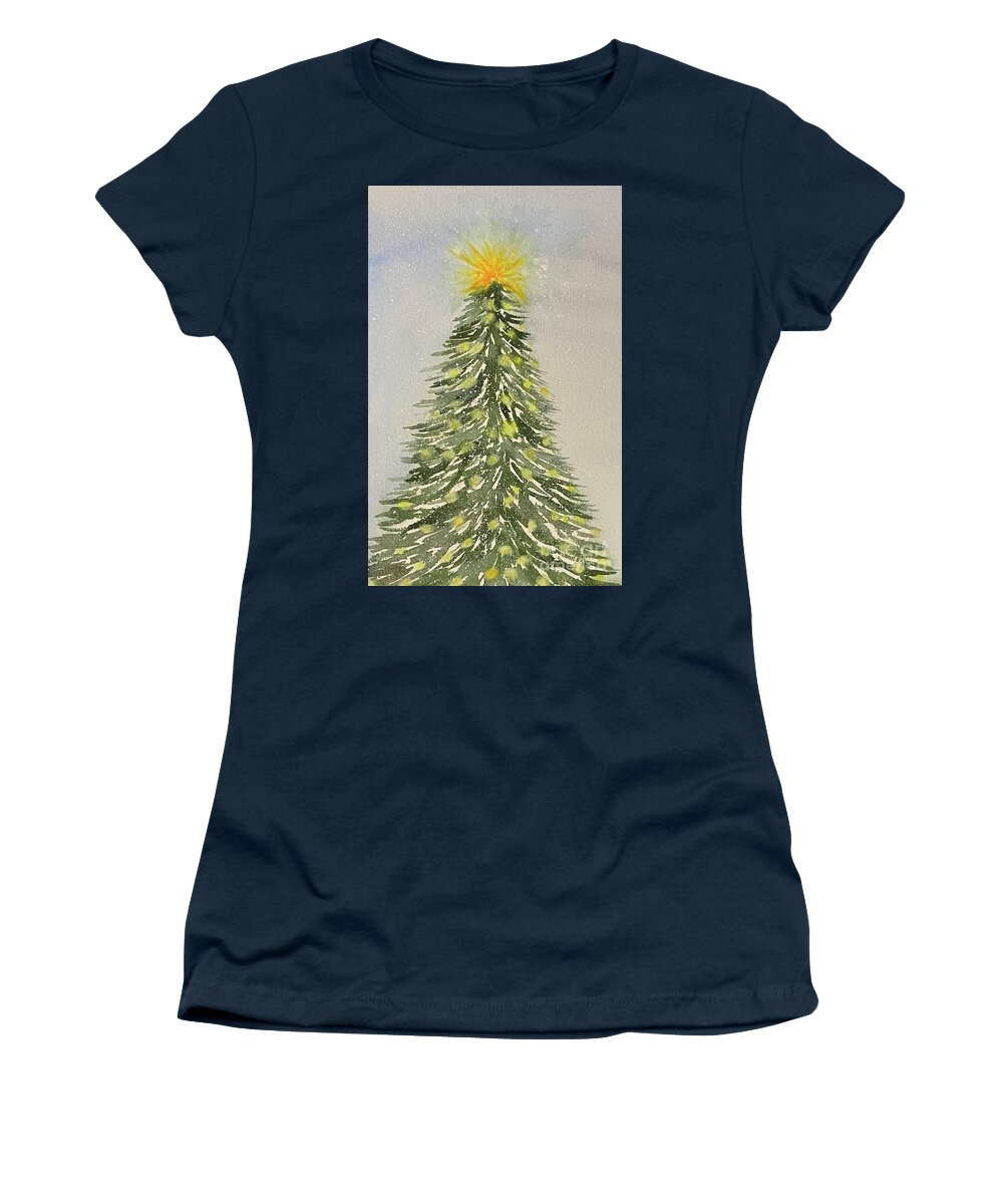 Christmas Women's T-Shirt featuring the painting O Christmas Tree by Lisa Neuman
