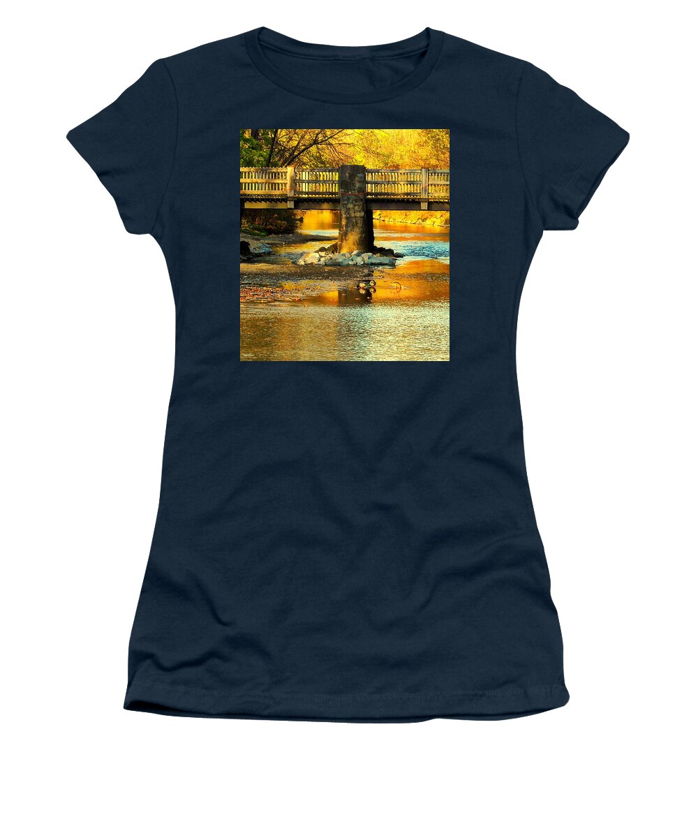 Autumn Women's T-Shirt featuring the photograph October At Robin Hood Dell by Tami Quigley