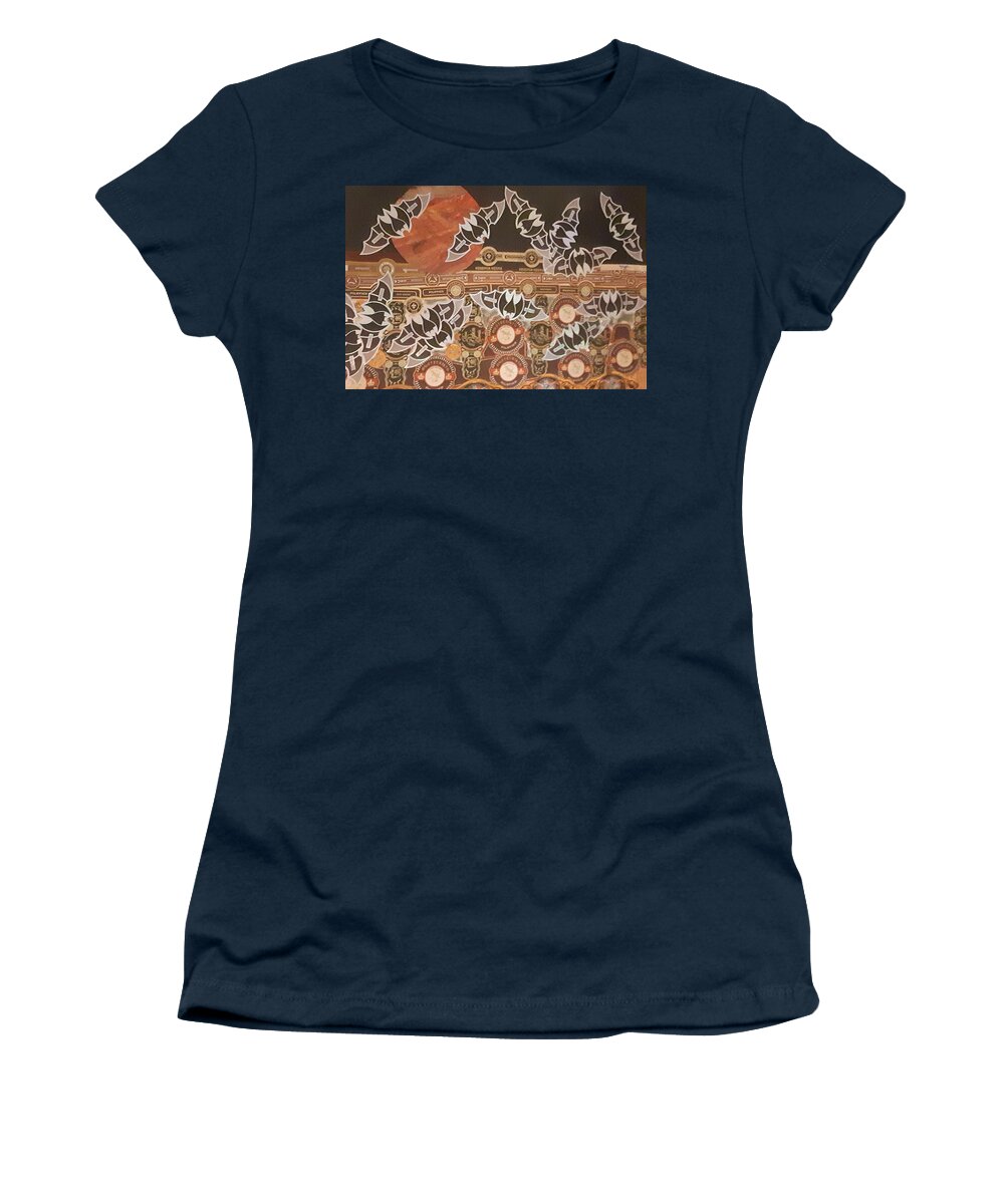 Moon Women's T-Shirt featuring the mixed media October night by Nancy Graham