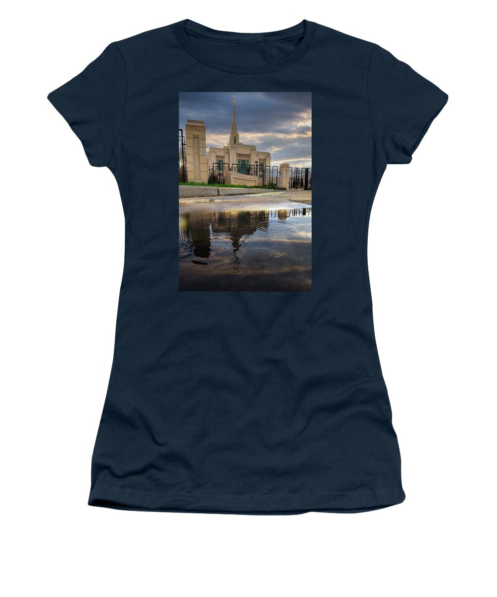 Temple Women's T-Shirt featuring the photograph Ogden LDS Temple Reflection by Michael Ash