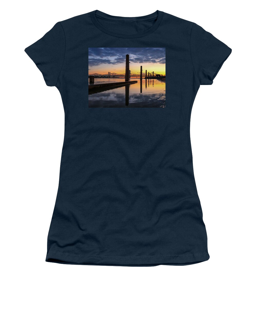Louisville Dawn Women's T-Shirt featuring the photograph Ohio River Sunrise In Louisville by Dan Sproul