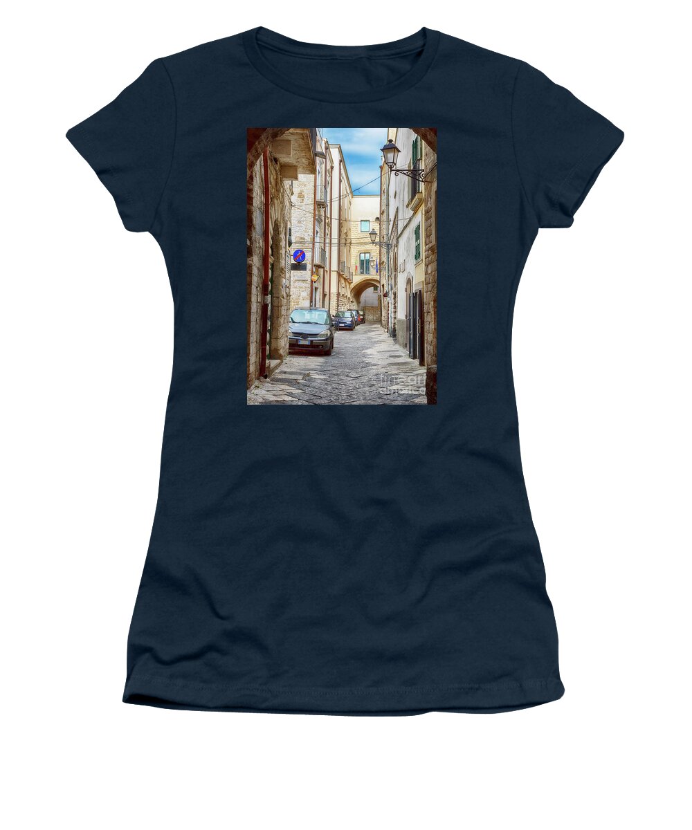 Urban Women's T-Shirt featuring the photograph old center of Bari, Italy by Ariadna De Raadt