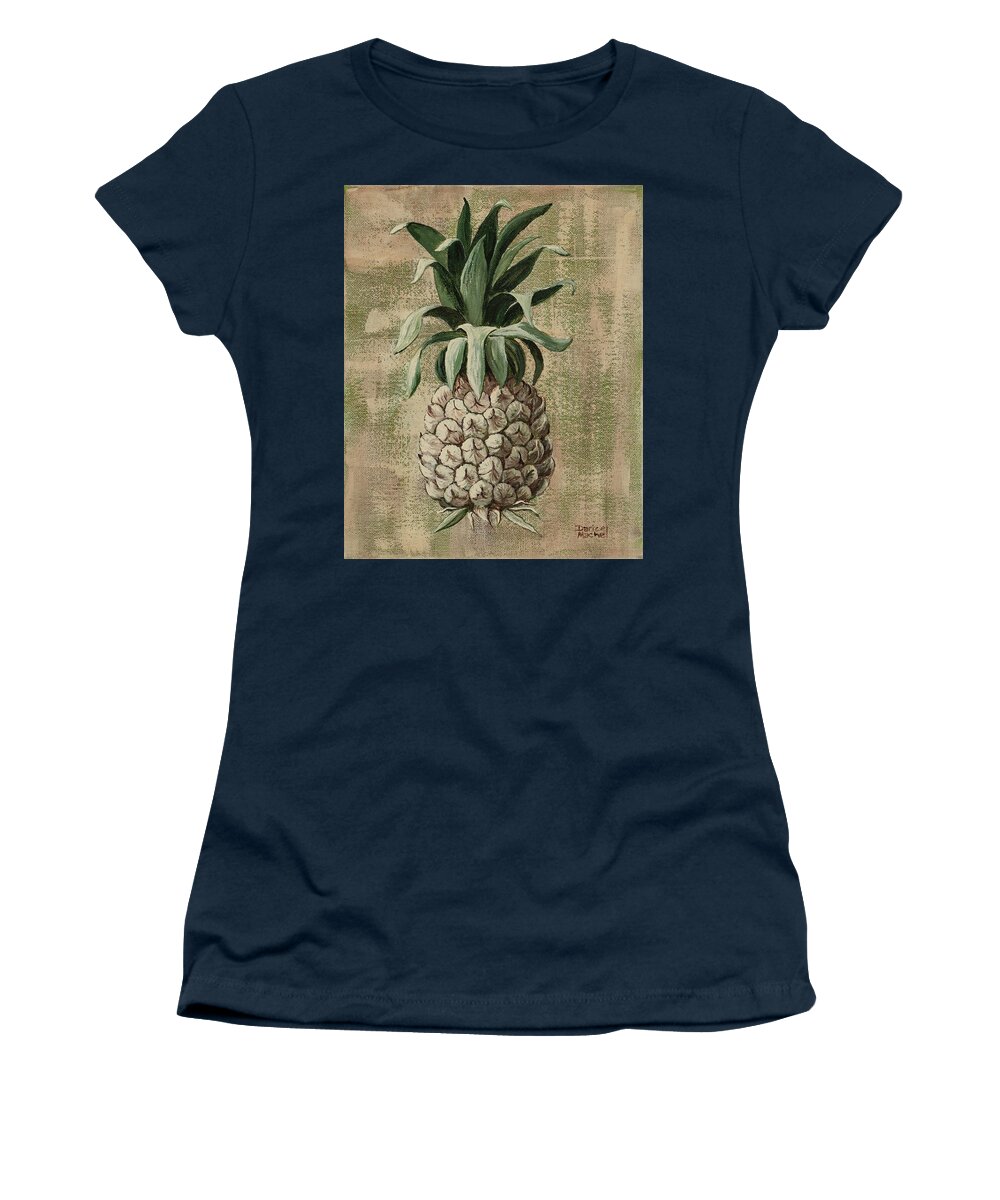 Pineapple Women's T-Shirt featuring the painting Old Fasion Pineapple 2 by Darice Machel McGuire