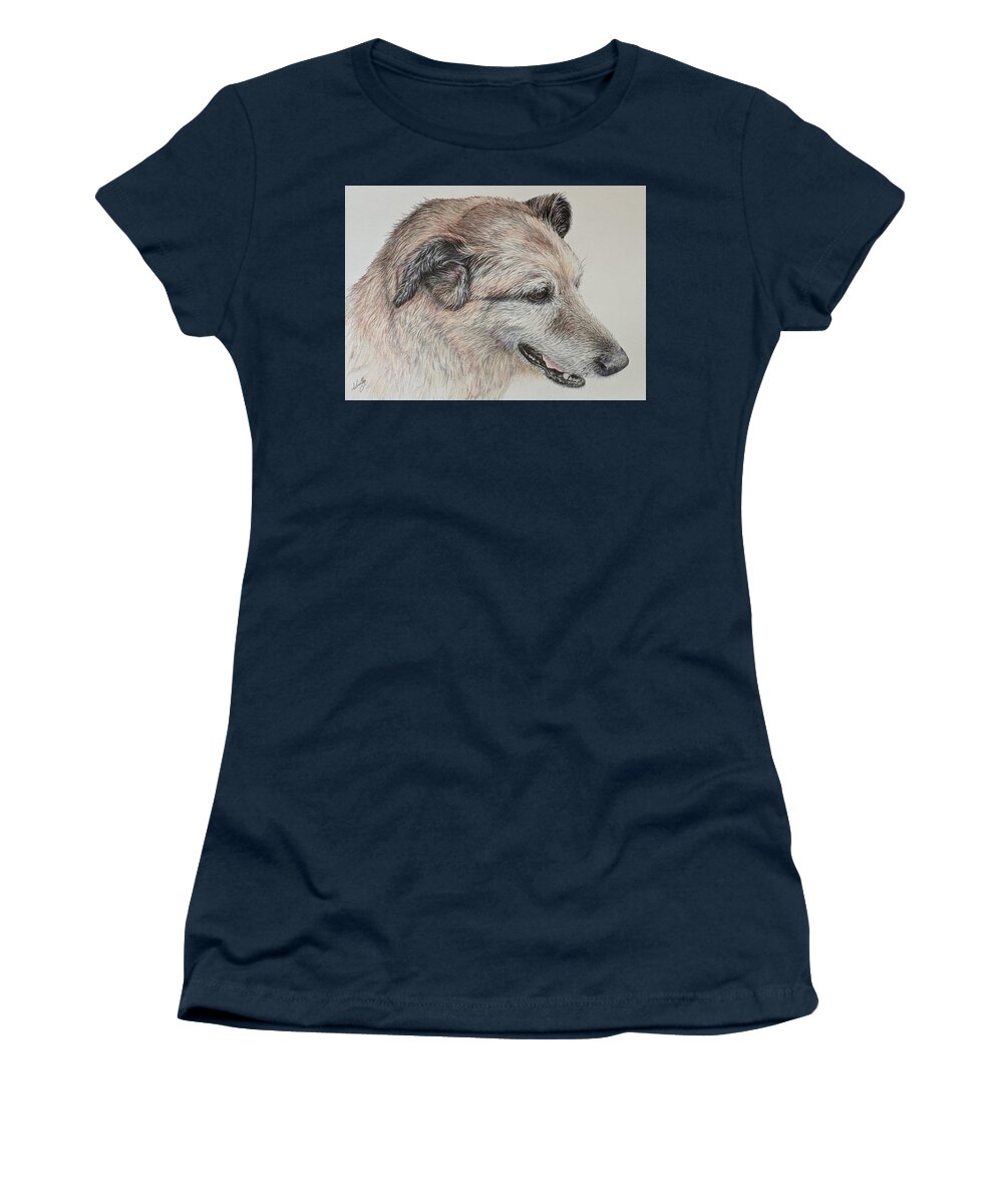 Old Dog Women's T-Shirt featuring the drawing Old Friend by Ingrid Lindberg