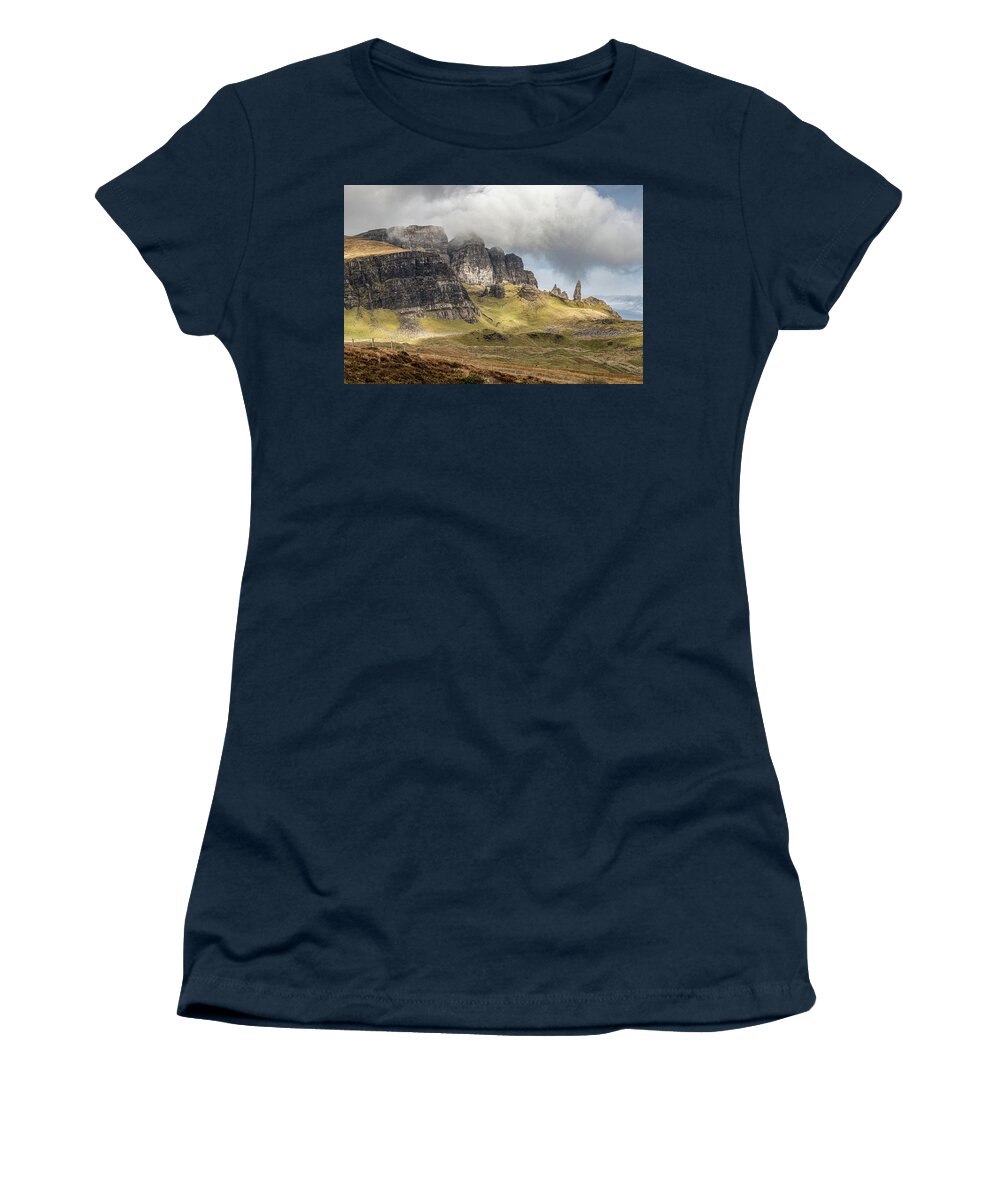 Mountains Women's T-Shirt featuring the photograph Old Man of Storr Skye by Shirley Mitchell