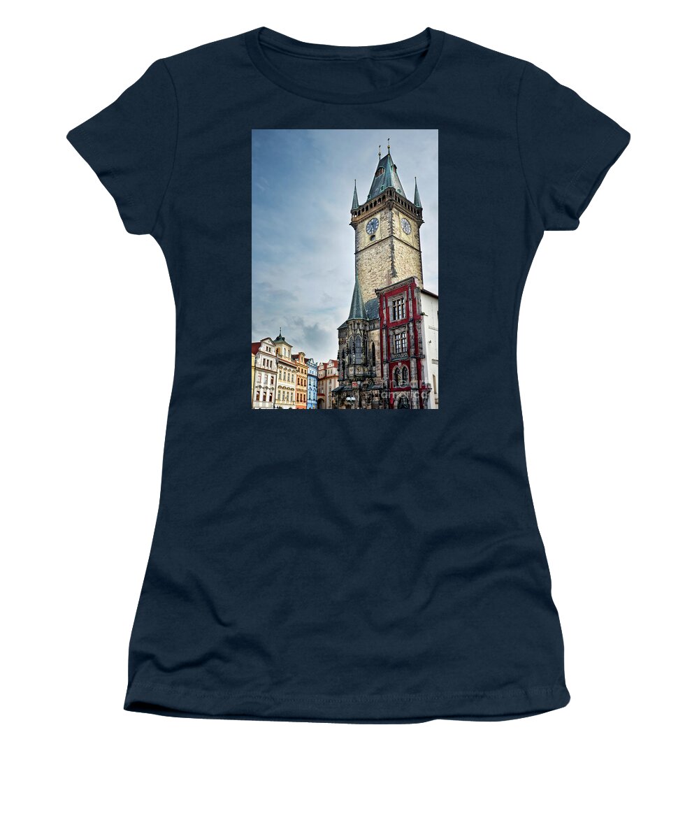 Prague Women's T-Shirt featuring the photograph Old Prague City hall by Delphimages Photo Creations