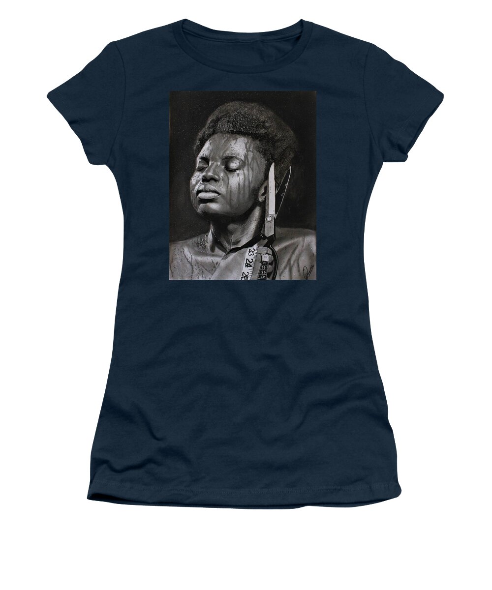Hyperrealism Women's T-Shirt featuring the drawing OM3- Olivier Mub by Olivier Mub