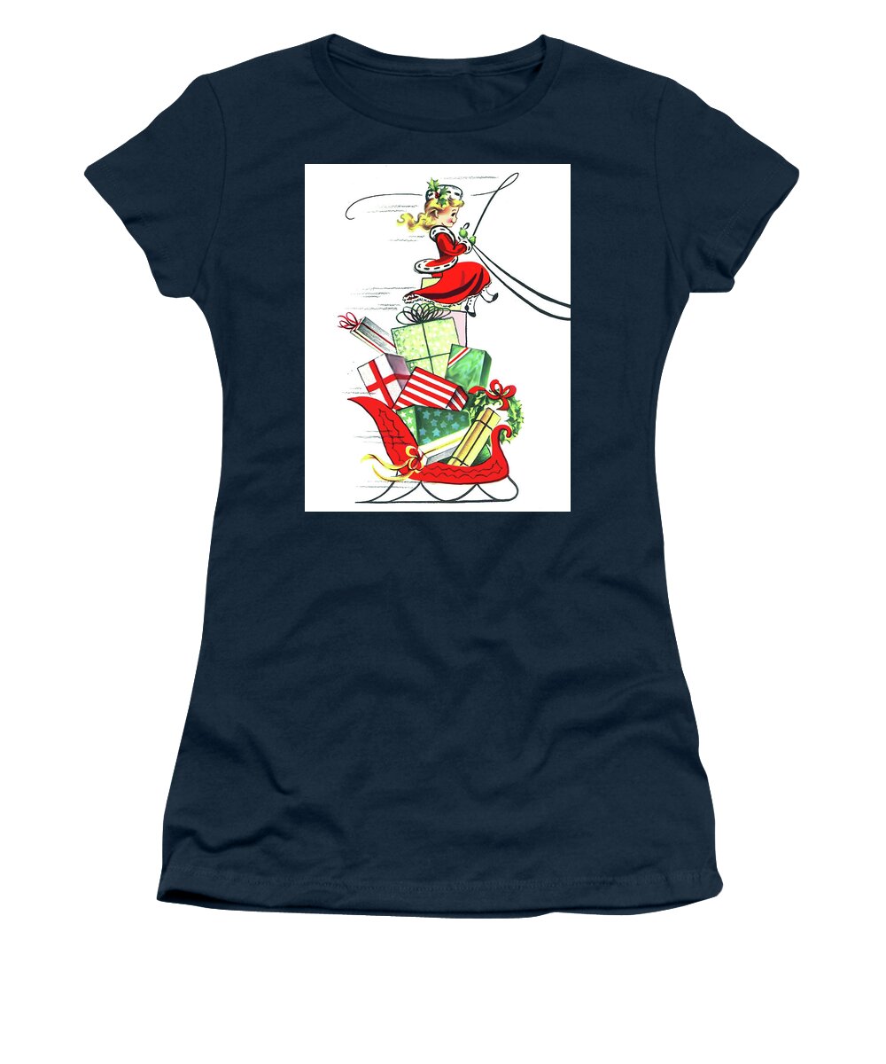 Carriage Women's T-Shirt featuring the digital art On a sled full of Gifts by Long Shot