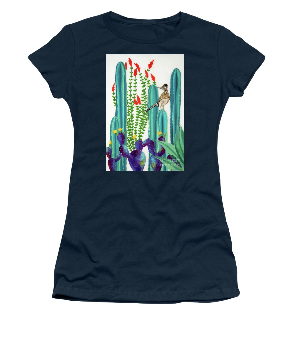 Roadrunner Women's T-Shirt featuring the painting On Perch II by Ashley Lane