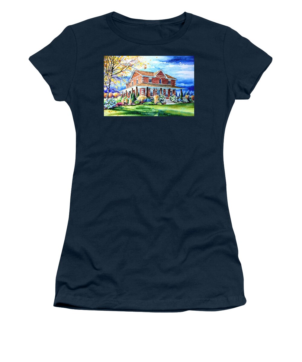 House Portraits Women's T-Shirt featuring the painting Ontario House Portrait by Hanne Lore Koehler