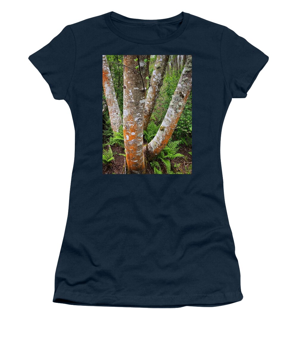 Lichen Women's T-Shirt featuring the photograph Orange Bark by Jerry Abbott