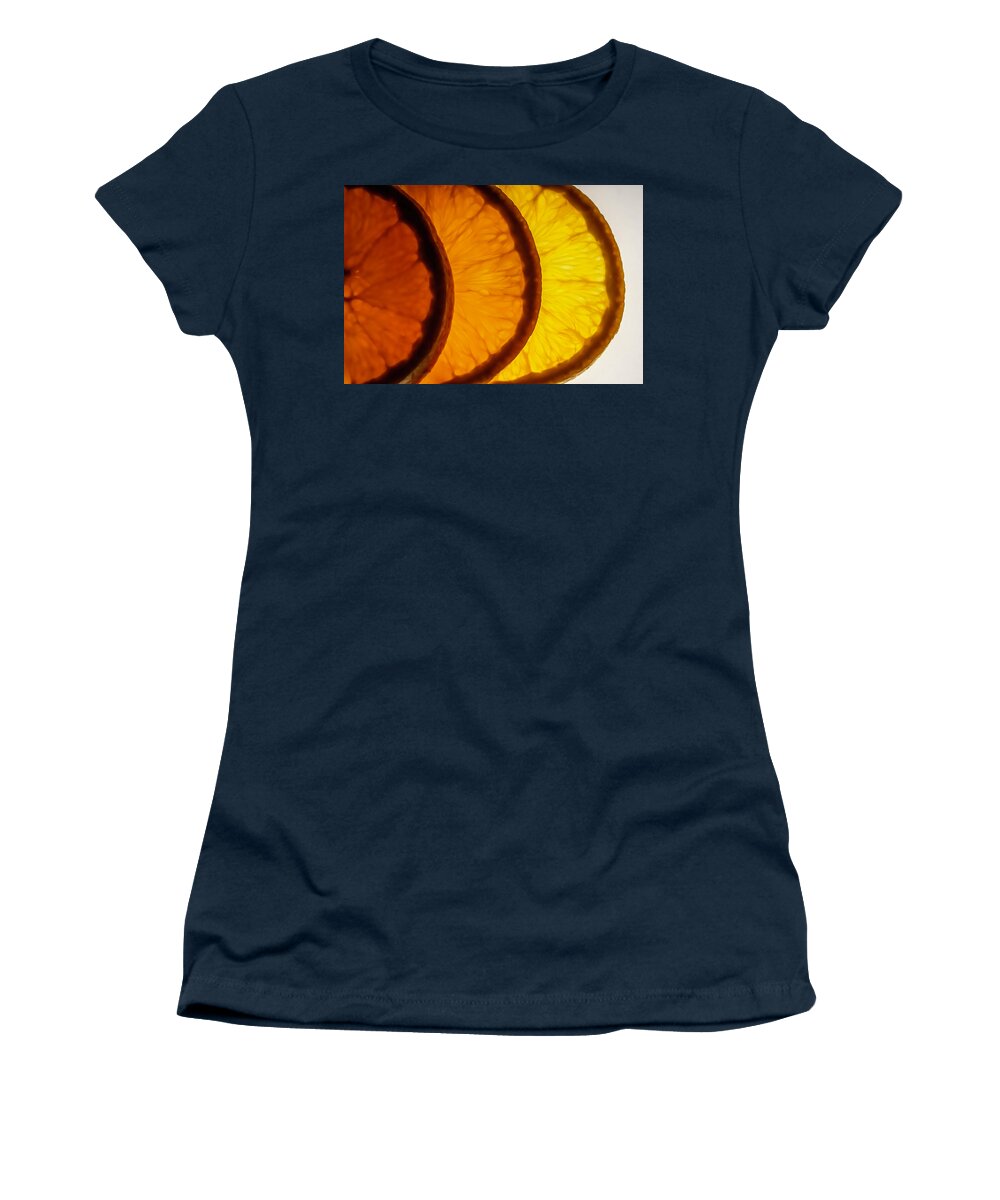 Orange Women's T-Shirt featuring the photograph Orange slices macro by Sven Brogren