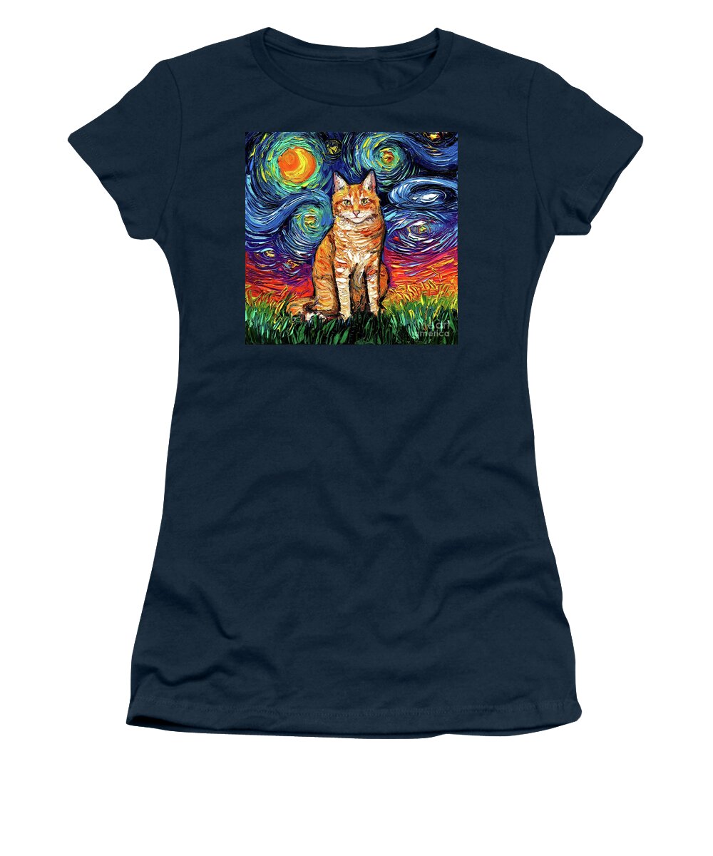 Orange Tabby Women's T-Shirt featuring the painting Orange Tabby Seated by Aja Trier