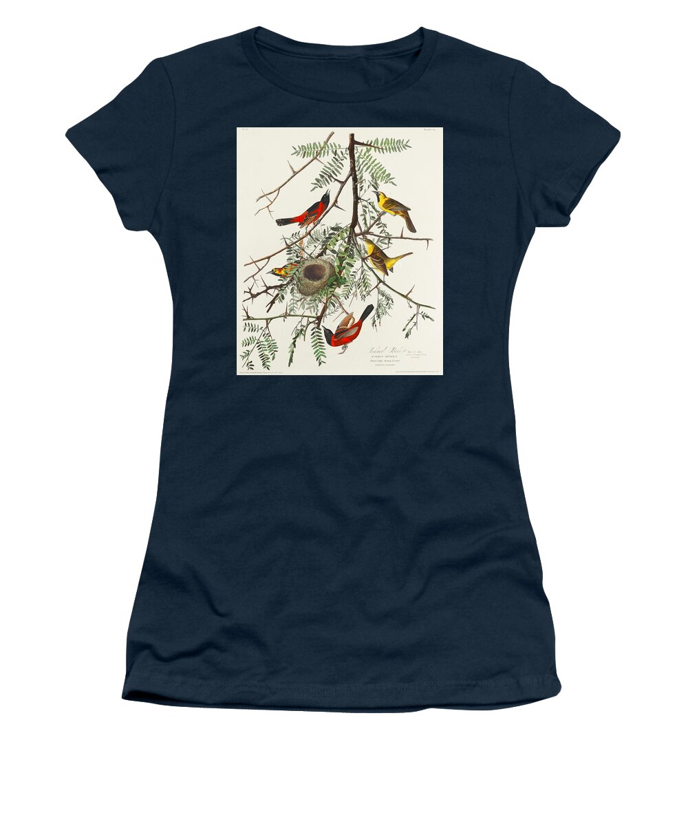 Orchard Oriole Women's T-Shirt featuring the mixed media Orchard Oriole. John James Audubon by World Art Collective