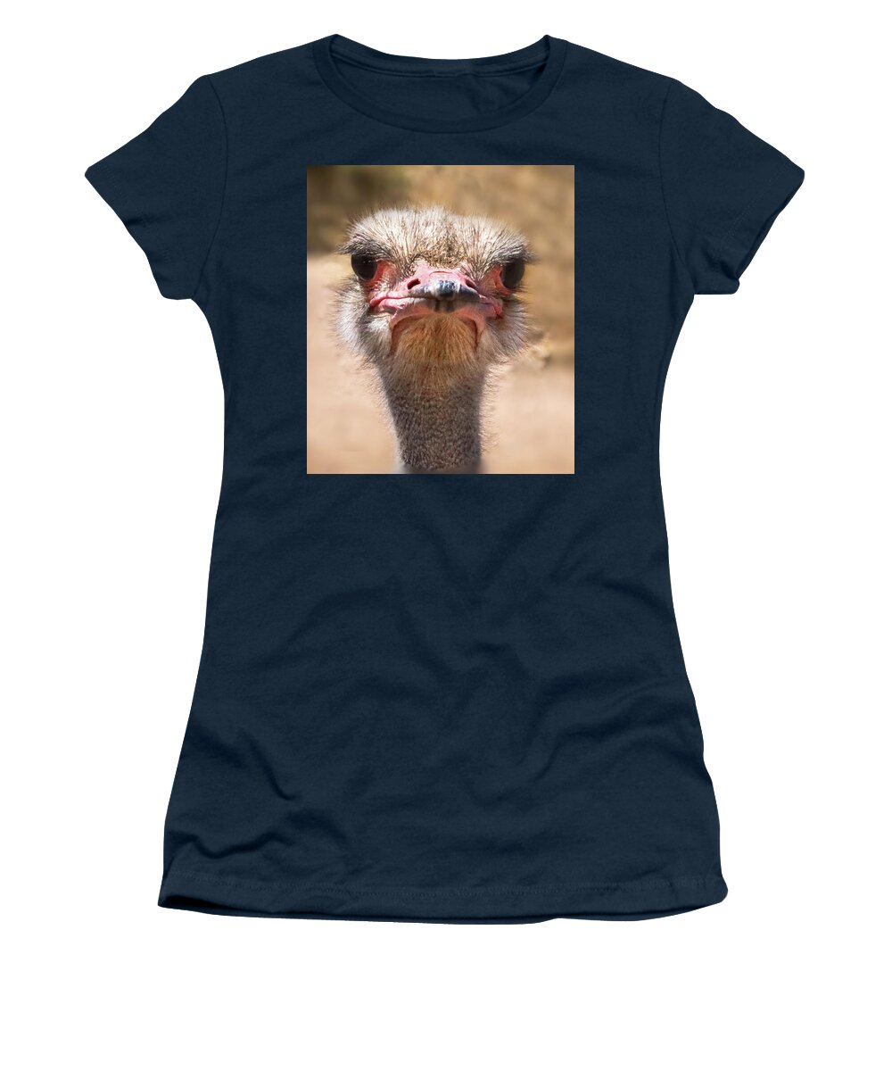 Ostrich Women's T-Shirt featuring the photograph Ostrich Staredown by Laura Putman