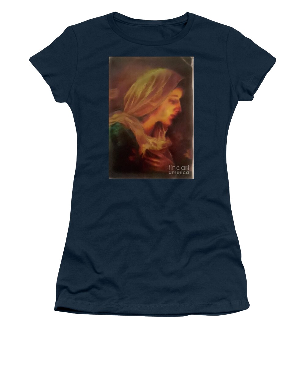 Our Lady Madonna Women Holy Global Women's T-Shirt featuring the painting Our Lady 2021 by FeatherStone Studio Julie A Miller