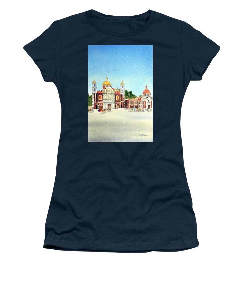 Our Lady Of Guadalupe Women's T-Shirt featuring the painting Our Lady Of Guadalupe Mexico City by Bill Holkham