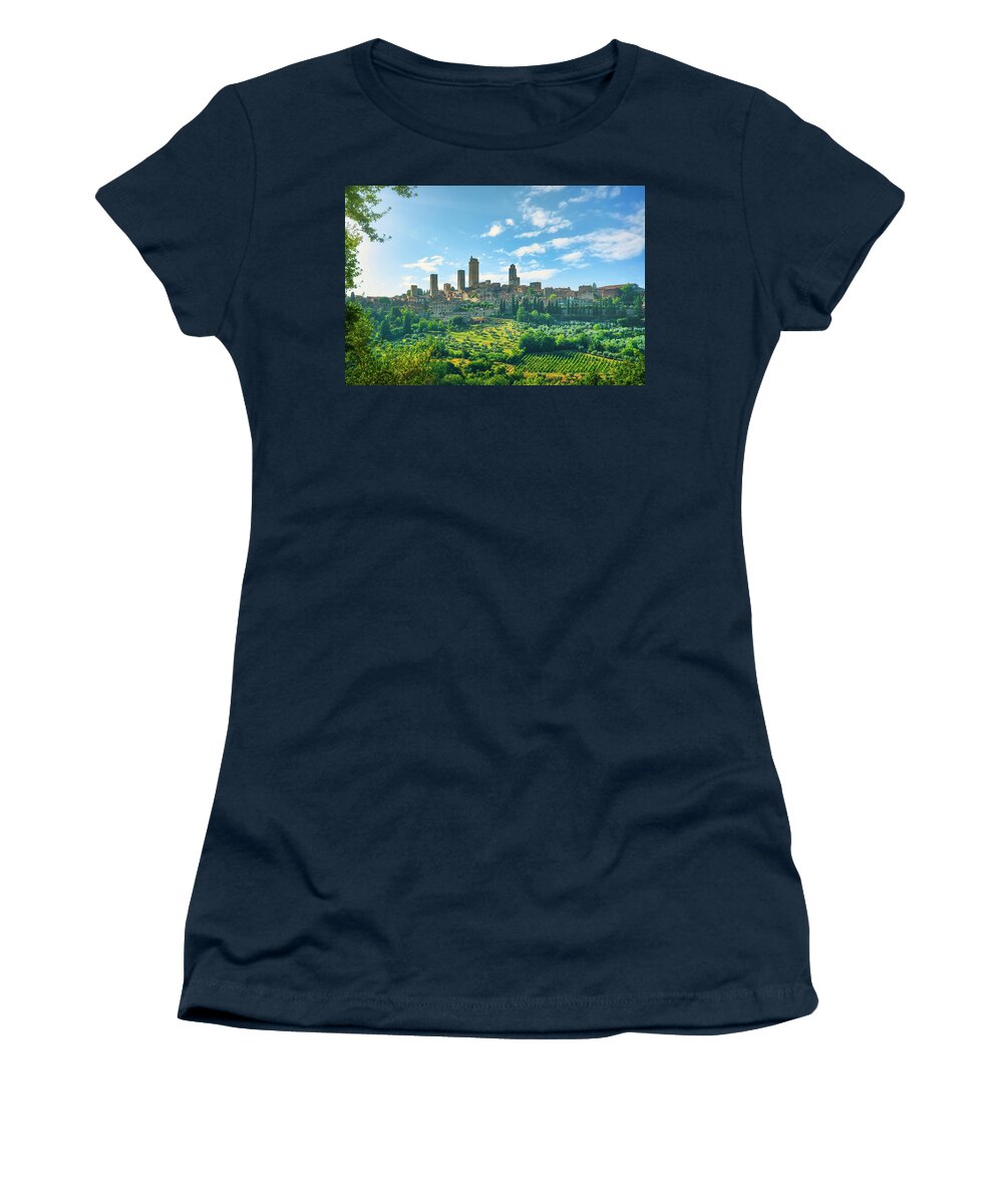 Gimignano Women's T-Shirt featuring the photograph Summer in San Gimignano by Stefano Orazzini