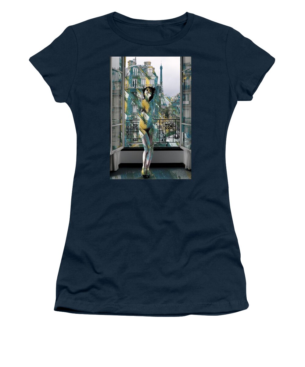 Oifii Women's T-Shirt featuring the digital art Paris Pourtoujours Rinconmobile by Stephane Poirier
