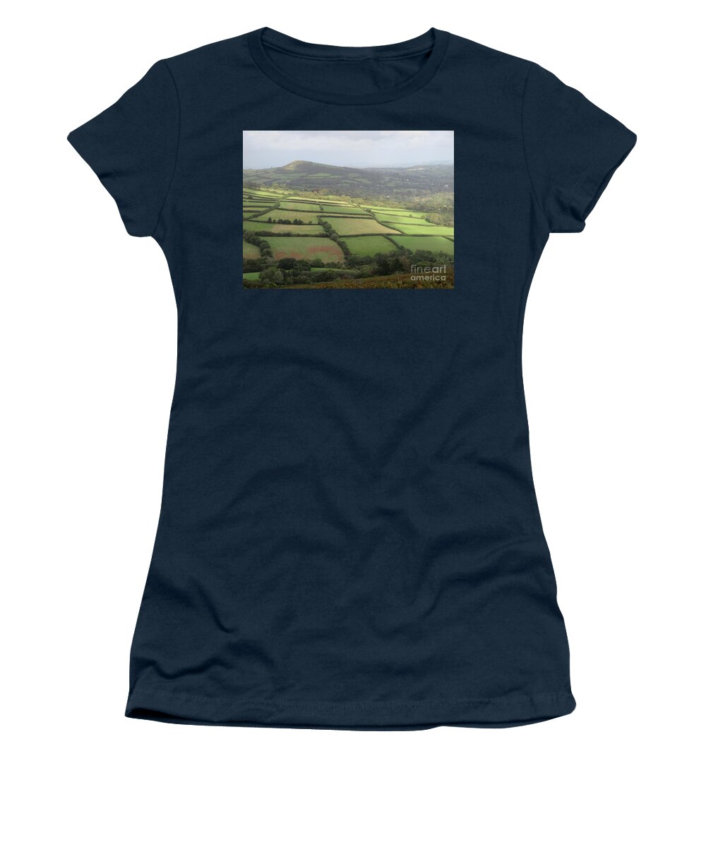 Patchwork Of Fields Women's T-Shirt featuring the photograph Patchwork Of Fields From Ugborough Beacon by Lesley Evered