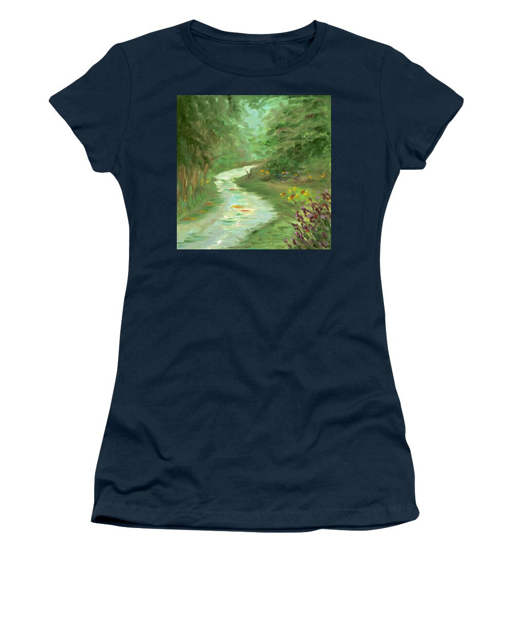 Path Women's T-Shirt featuring the painting Path to Serenity by Juliette Becker