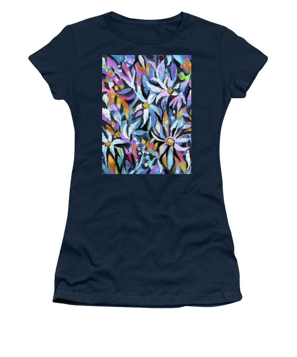 Flower Pattern Women's T-Shirt featuring the painting Pattern - 332 by Jean Batzell Fitzgerald