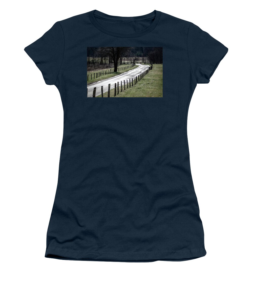 Cades Women's T-Shirt featuring the photograph Patterns of Cades Cove by Douglas Wielfaert